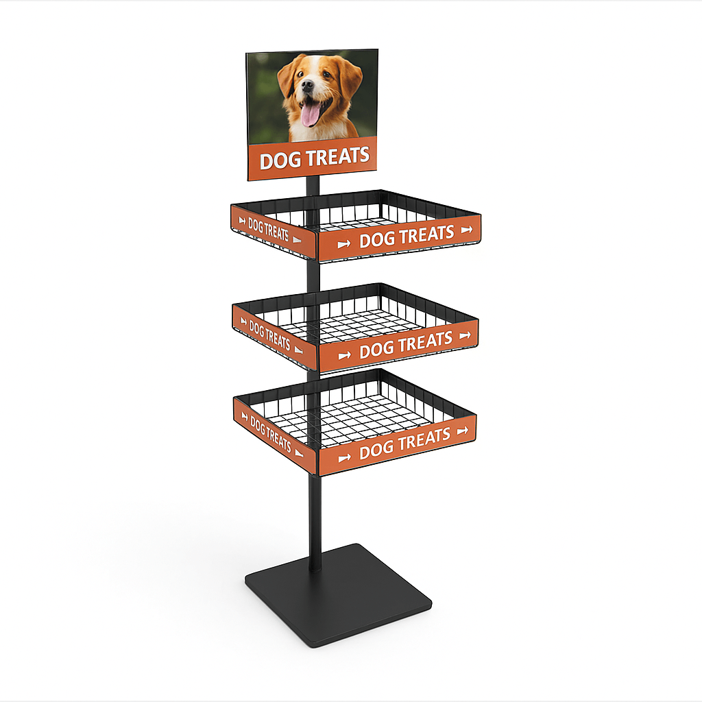 Pet Display Rack 3-Tier Metal Display Rack for Dog Treat Retailers