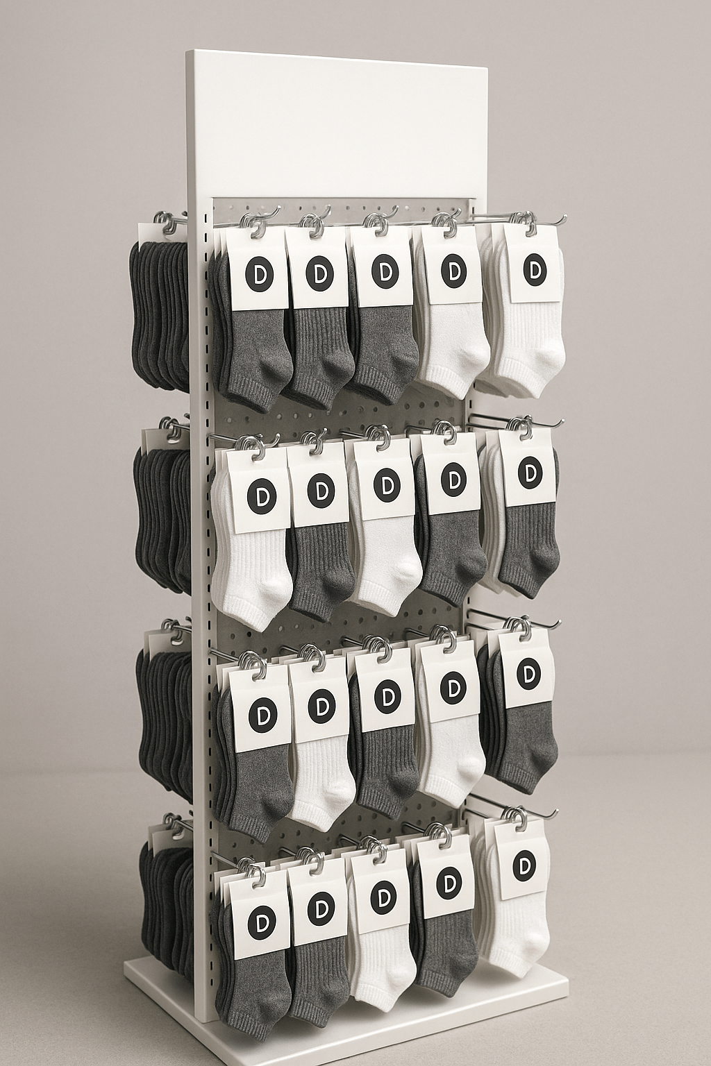 Double-Sided Sock Display Rack for Retail Merchandising