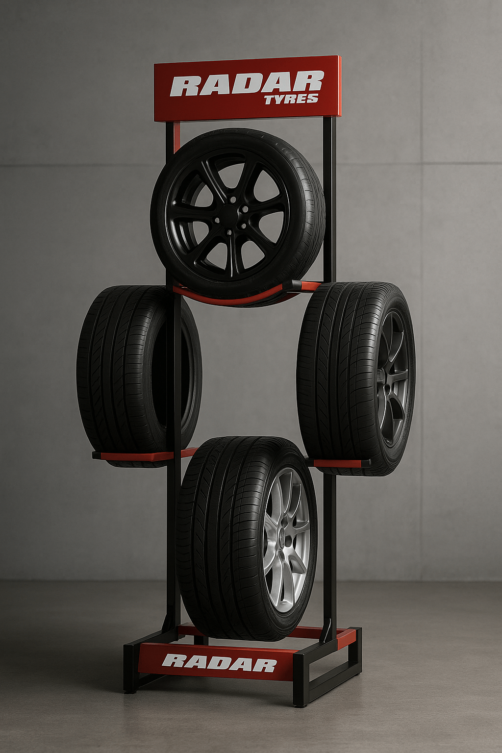 3-Tier Wheel Display Rack for Automotive Stores